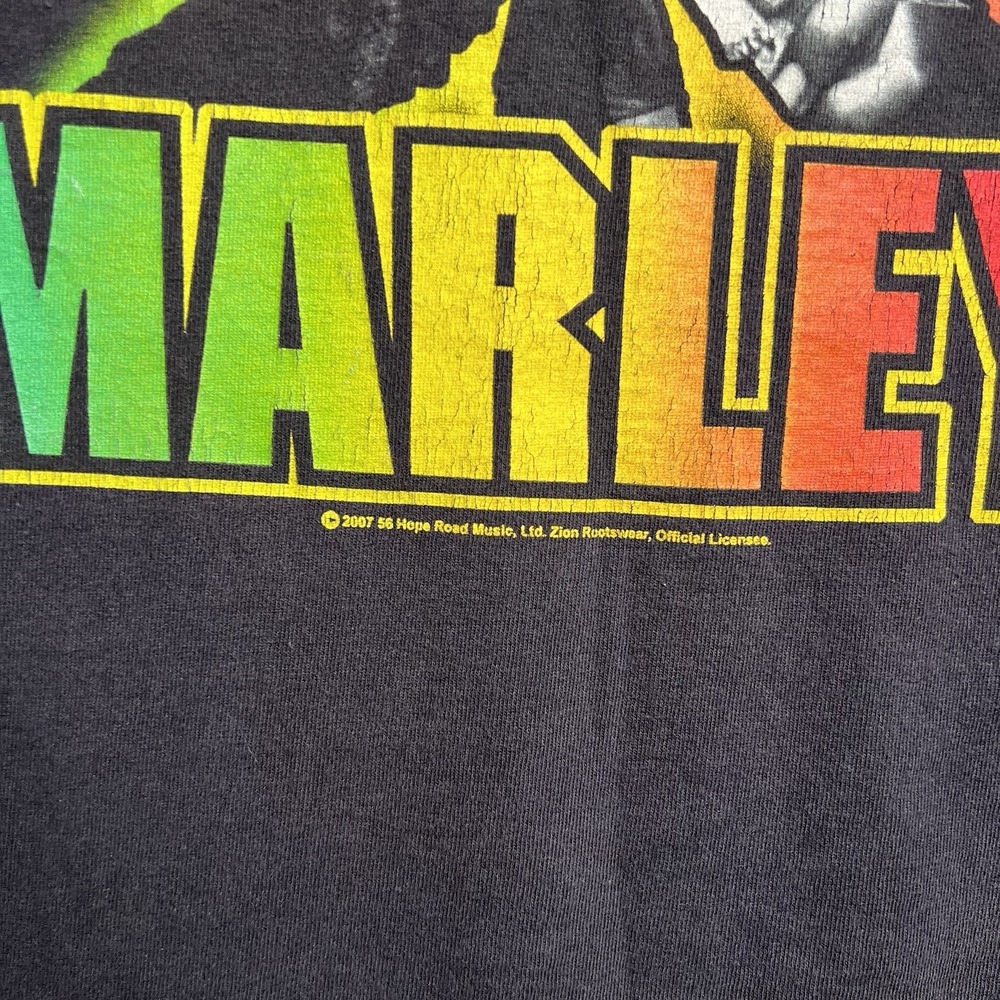Vintage Y2K 2007 Bob Marley Black Pot Leaf‎ Graphic Tee Shirt Smoking Rasta M - Picture 2 of 7